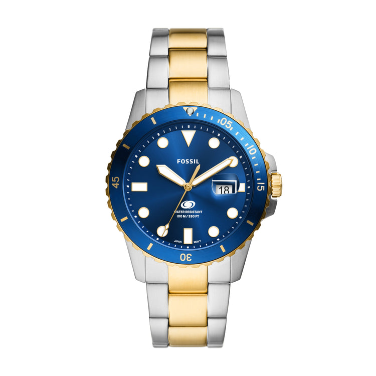 Fossil Blue Dive Three-Hand Date Two-Tone Stainless Steel Watch FS6034