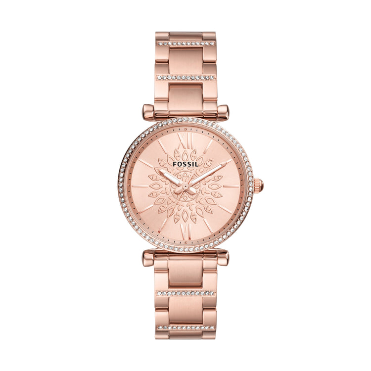 Fossil Carlie Three-Hand Rose Gold-Tone Stainless Steel Watch ES5317