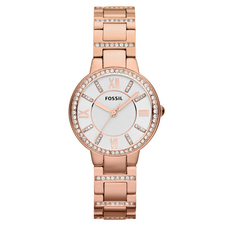 Fossil Virginia Ladies Stone Set Rose Gold Watch Watches Fossil 