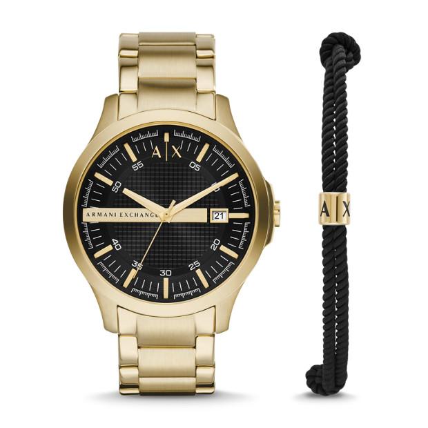 Armani Exchange Hampton Gold Men's Watch Gift Set AX7124 Watches Armani Exchange 