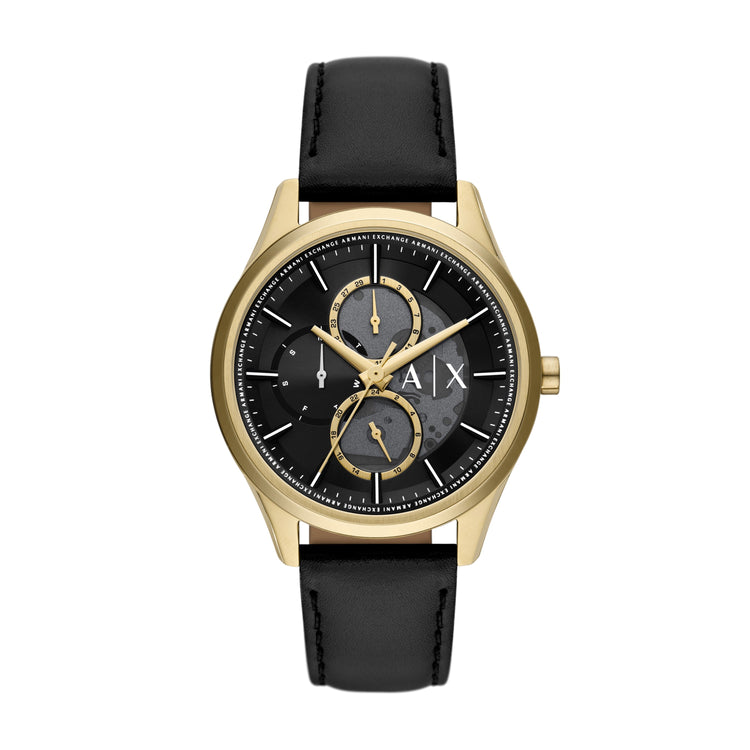 Armani Exchange Multifunction Black Leather Watch AX1876