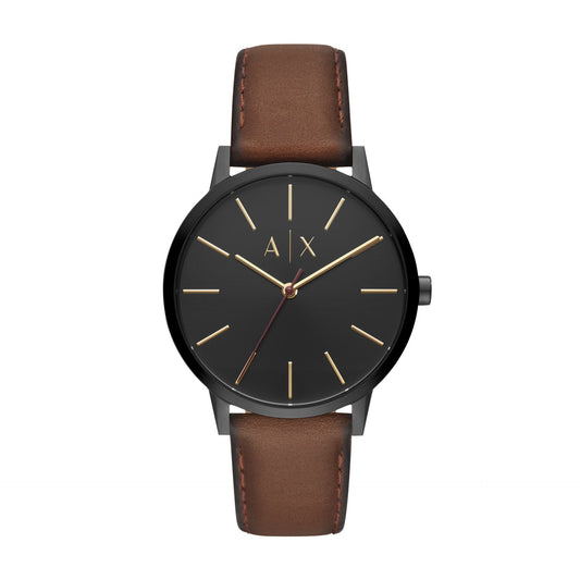 Armani Exchange Cayde Black and Brown Leather Watch AX2706 Watches Armani Exchange  watches item