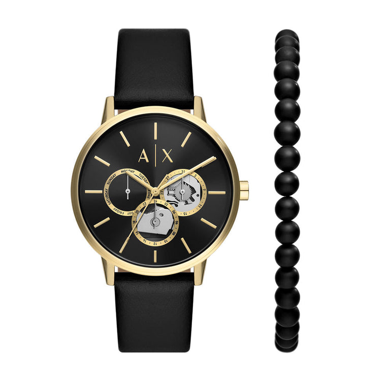 Armani Exchange Black and Gold Men's Watch Gift Set AX7146SET