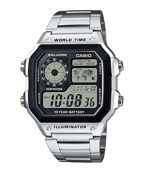 Casio World Timer Silver Men's Watch AE1200WHD-1A watches item