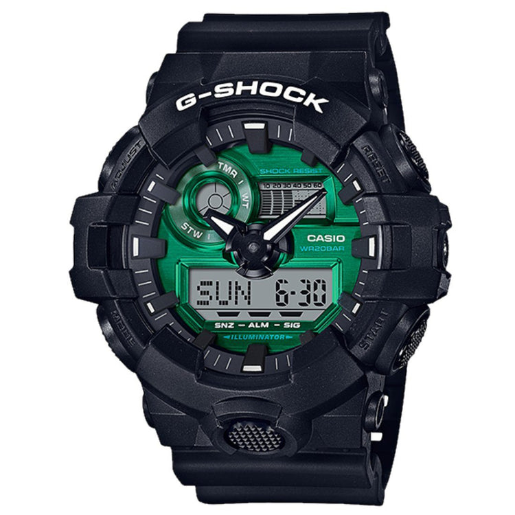 Casio G Shock Black and Green Men's Watch GA-700MG-1ADR Watches Casio 