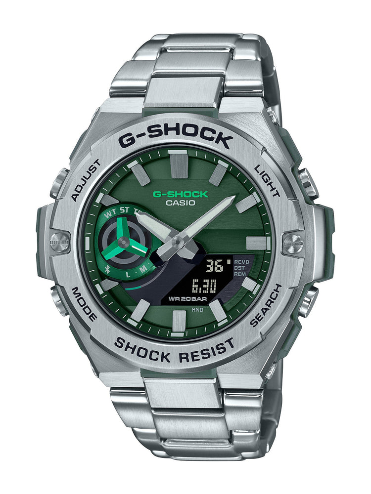 Casio G Shock G Steel Silver and Green Watch GST-B500AD-3A