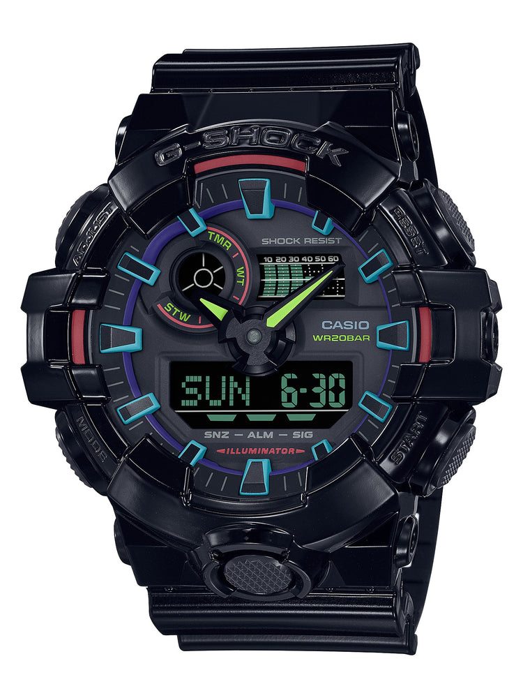 Casio G Shock Virtual Rainbow Black Watch GA700RGB-1A