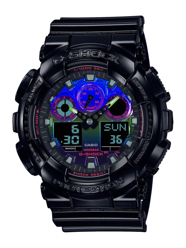 Casio G Shock Virtual Rainbow Black Watch GA100RGB-1A