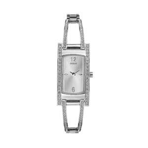 Guess Audrey Polished Silver Tone Case With Crystals Sunray Silver Glitz Dial And Polished Silver Tone Bracelet With Adjustable G Links GW0680L1