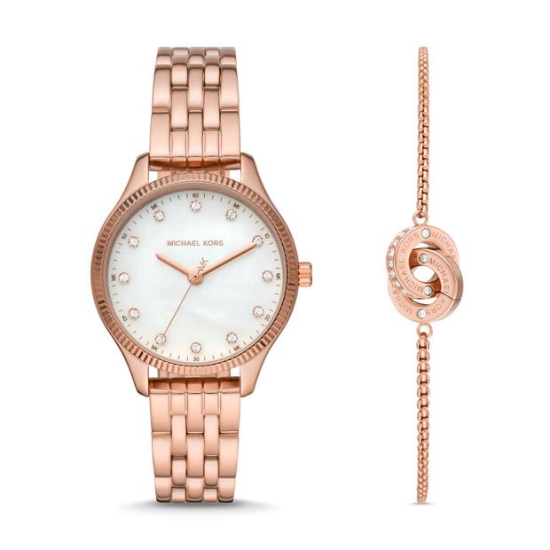 Michael Kors Lexington Rose Gold Watch and Bracelet Gift Set MK1025 Watches Michael Kors 