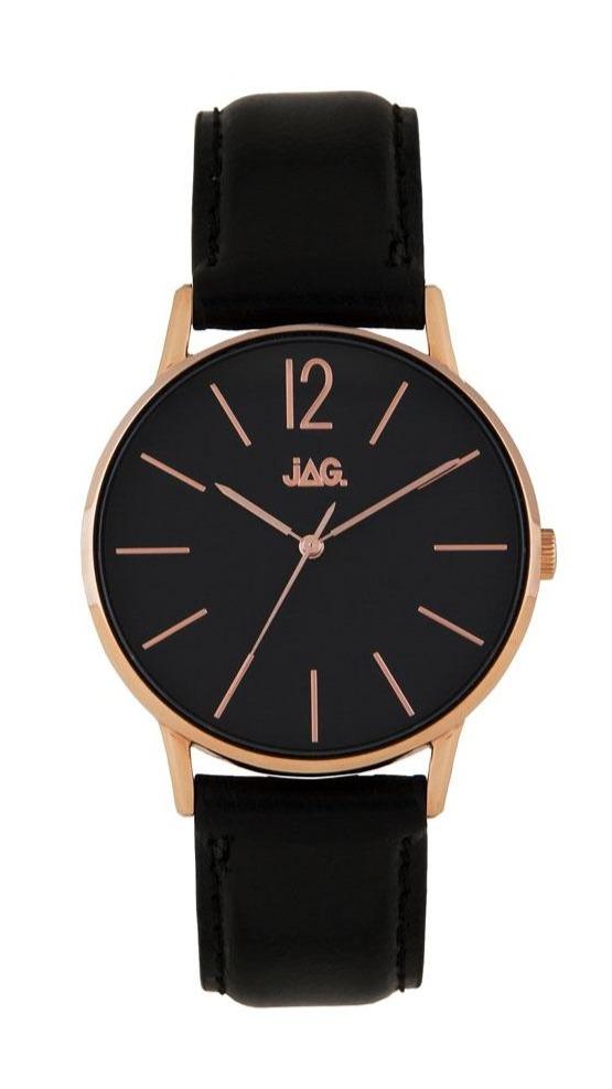Jag Rose Gold Case Black Face Leather Band Model J2183 Watches Galore