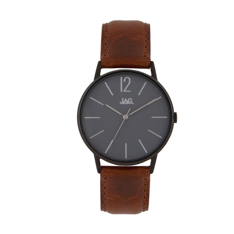 Jag Mens Black and Brown Leather Band Watch J2184