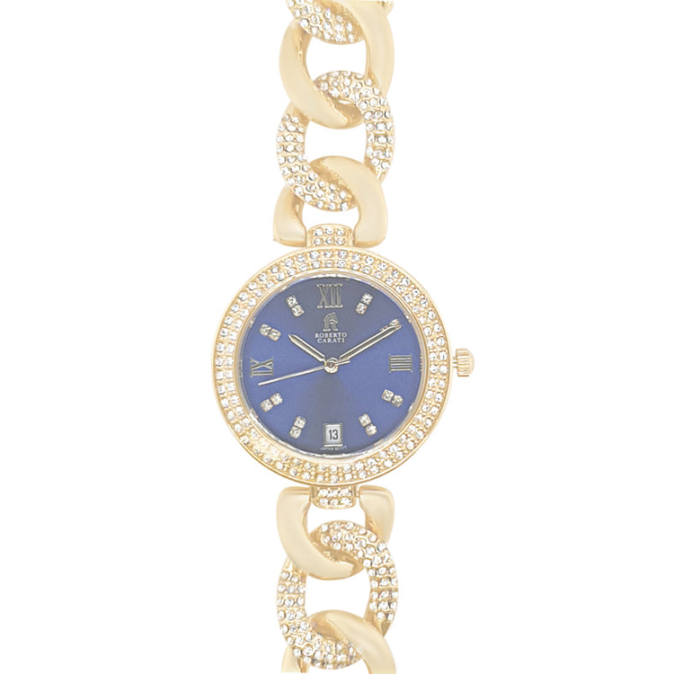 Roberto Carati Vivienne Gold and Blue Watch with Crystals M9084-V5