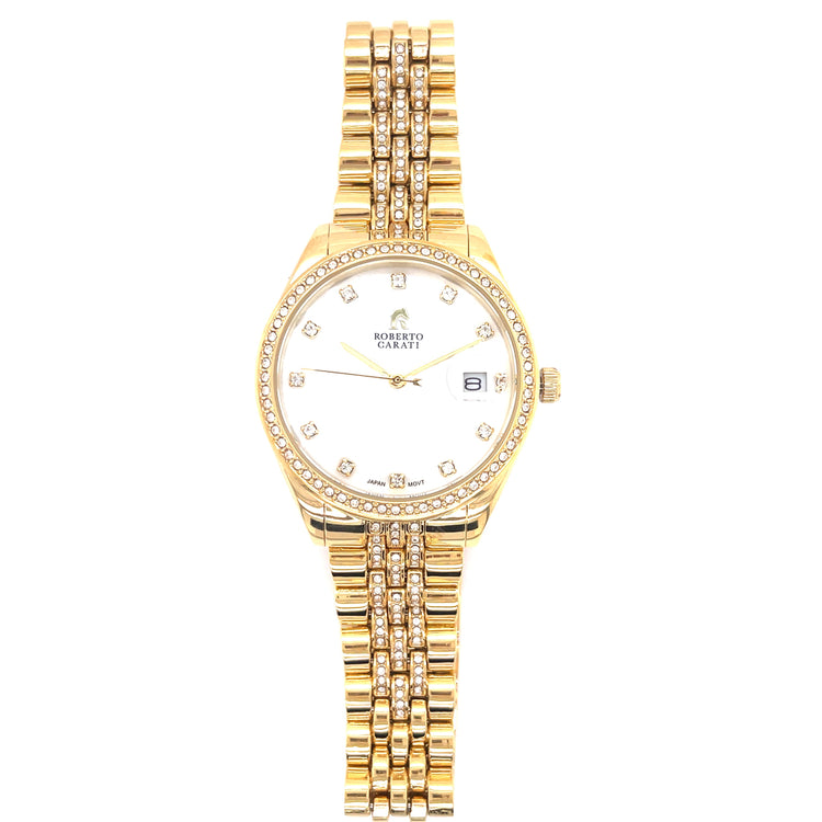 Roberto Carati Diana Crystal Gold Face Ladies Watch M1023 BE-V2