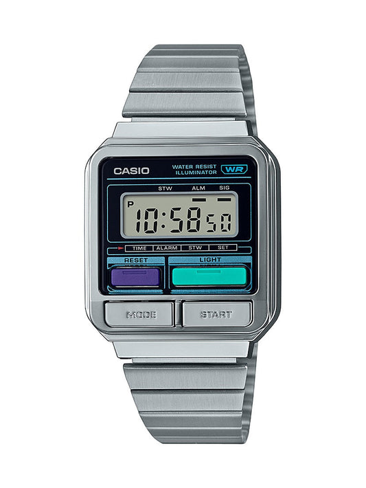 Casio Vintage Silver Men's Digital Watch A120WE-1A watches item