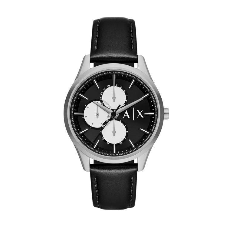 Armani Exchange Multifunction Black Leather Watch AX1872