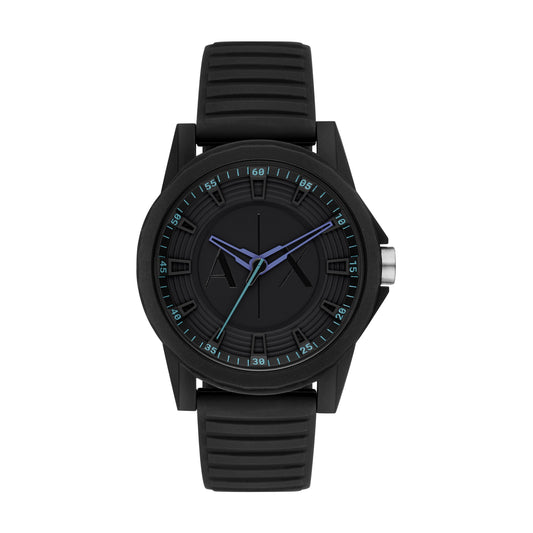 Armani Exchange Three-Hand Black Silicone Watch AX2533