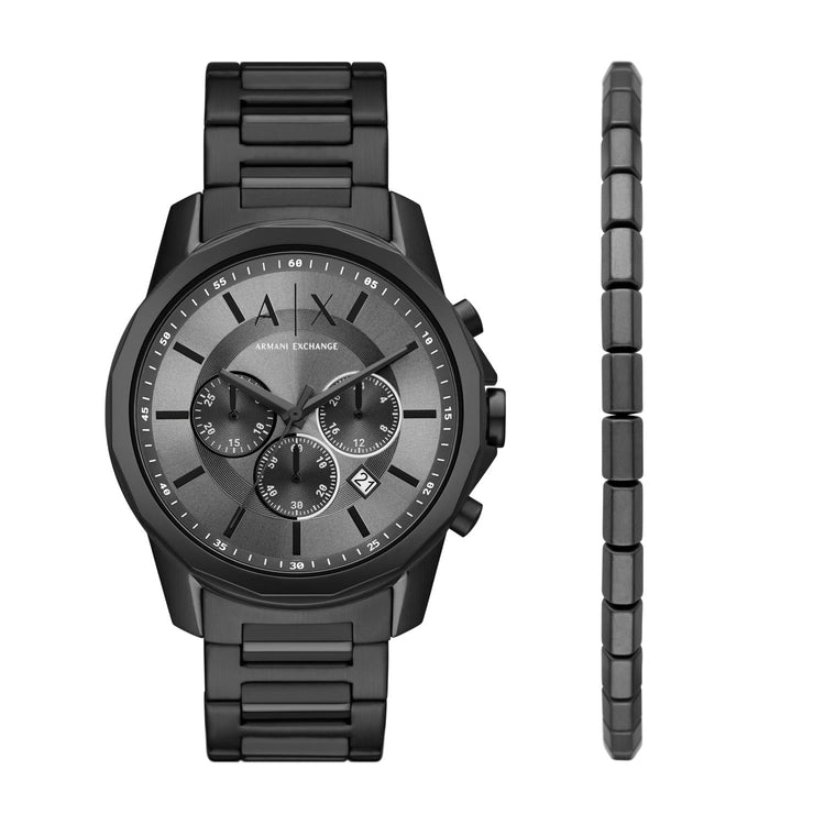 Armani Exchange Banks AX7140SET Black Watch Gift Set