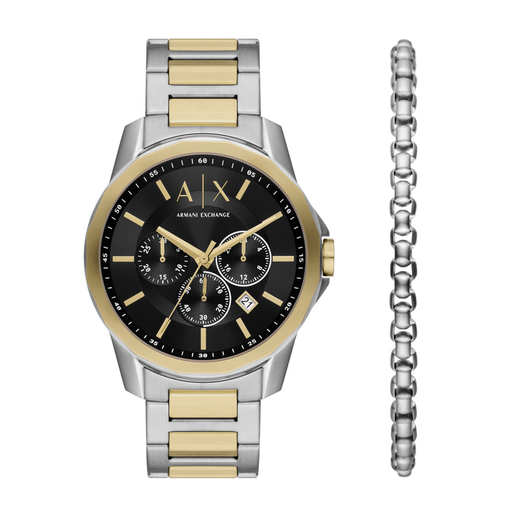 Armani Exchange Chronograph Two-Tone Stainless Steel Watch and Bracelet Set AX7148SET