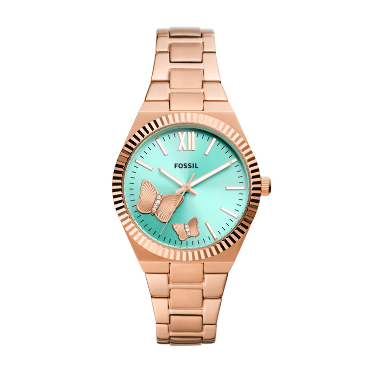 Fossil Scarlette ES5277 Green and Rose Gold Women's Watch