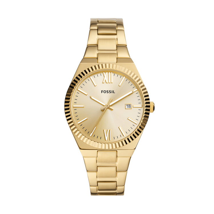 Fossil Scarlette Three-Hand Date Gold-Tone Stainless Steel Watch ES5299
