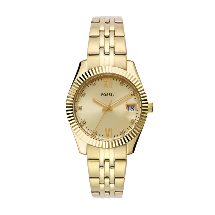 Fossil Scarlette Three-Hand Date Gold-Tone Stainless Steel Watch ES5338