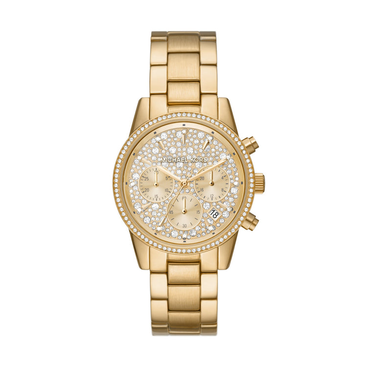 Michael Kors Women's Ritz Chronograph Gold-Tone Stainless Steel Watch MK7310