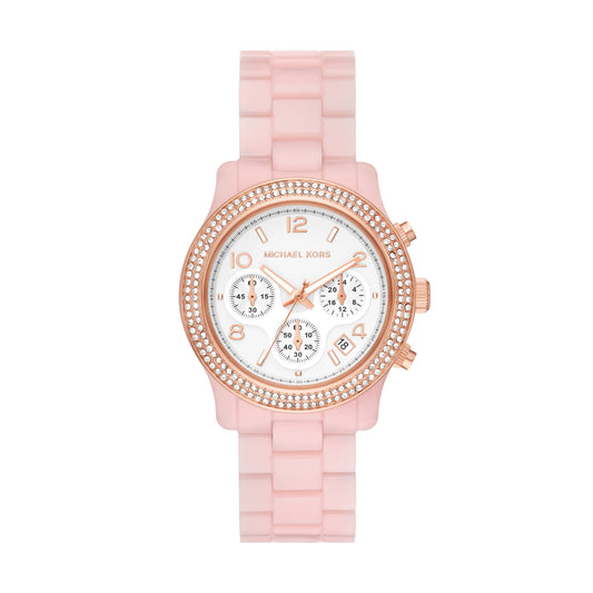 Michael Kors Runway Chronograph Blush Acetate Watch MK7424 watches item