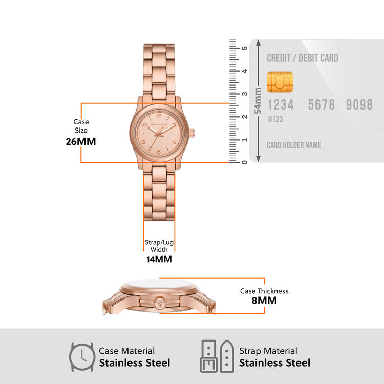 Michael Kors Runway Three-Hand Rose Gold-Tone Stainless Steel Watch MK7458