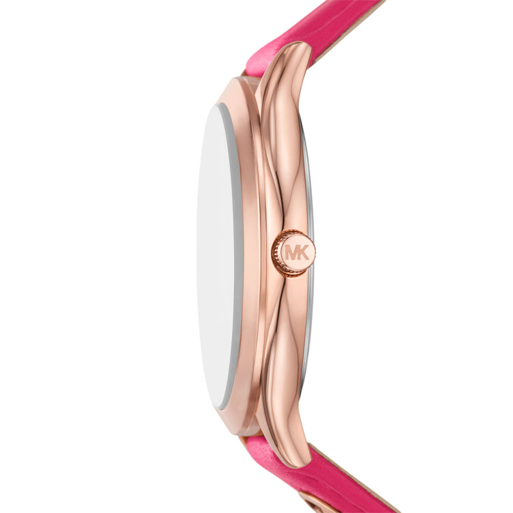 Michael Kors Slim Runway Three-Hand Deep Pink Leather Watch MK7469