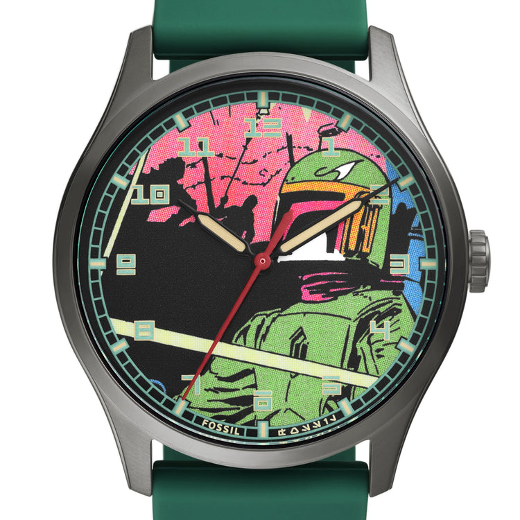Fossil Special Edition Star Wars Boba Fett Three-Hand Green Silicone Watch SE1106