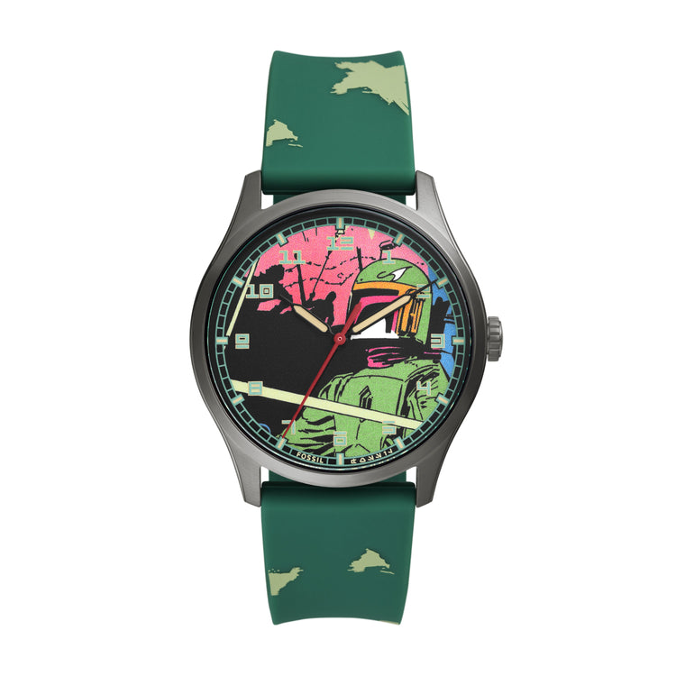 Fossil Special Edition Star Wars Boba Fett Three-Hand Green Silicone Watch SE1106