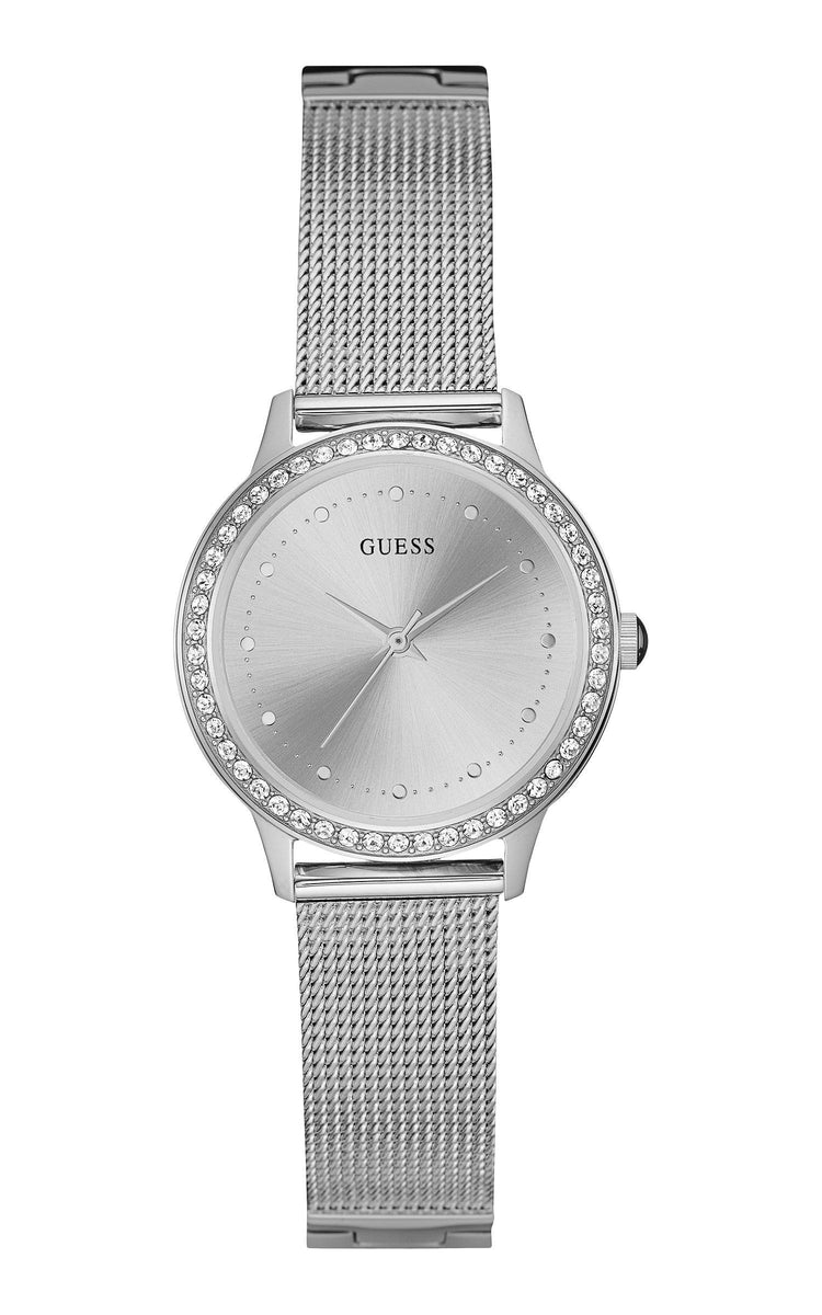 Guess Chelsea Silver Mesh Strap Watch W0647L6 Watches Guess 